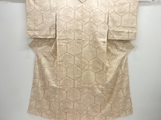 JAPANESE KIMONO / ANTIQUE KIMONO / SILK / TSUMUGI / WOVEN PINE & BAMBOO GRASS